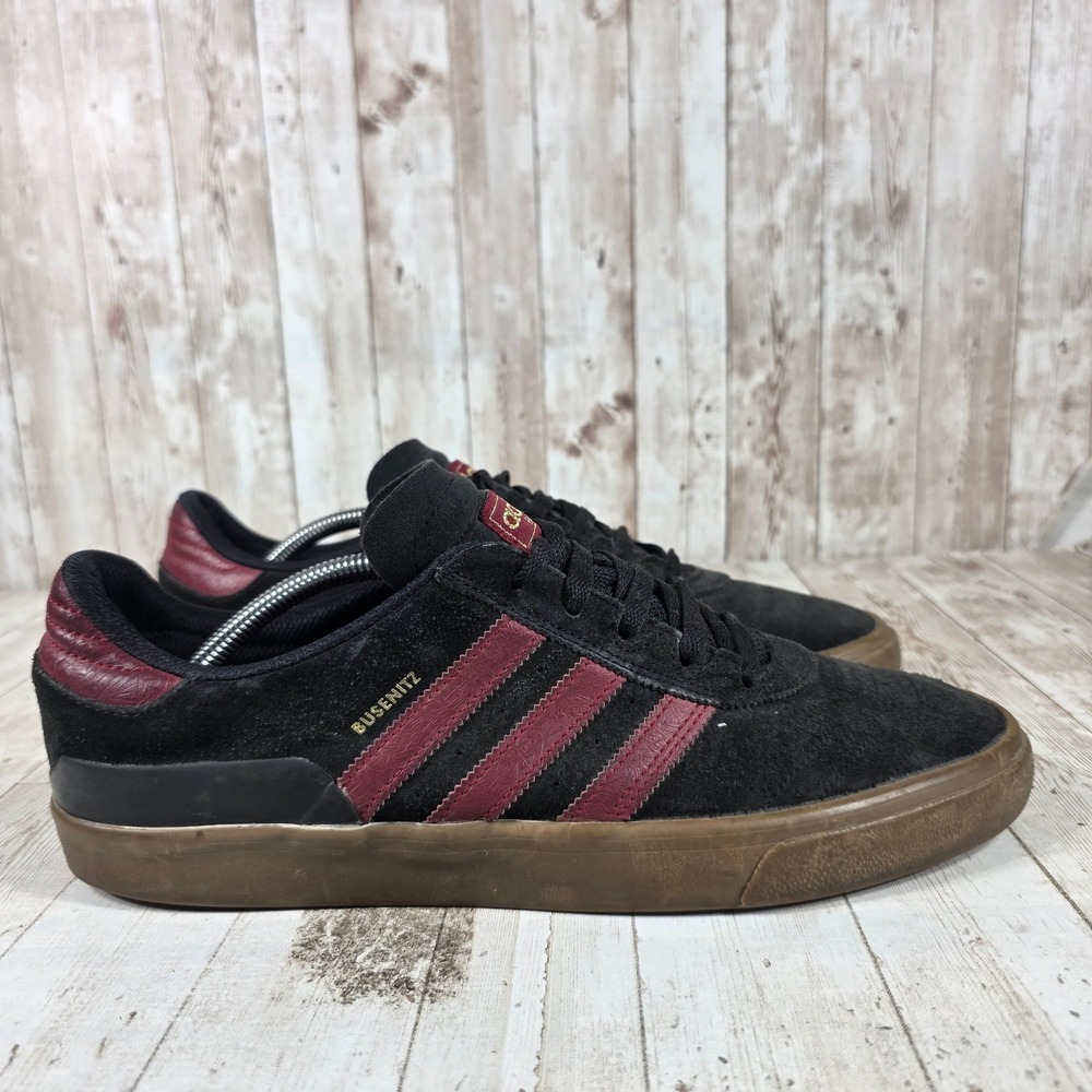 Adidas Busenitz Vulc Mens Black Burgundy Gum Suede Skate Shoes C75225 Size 11.5